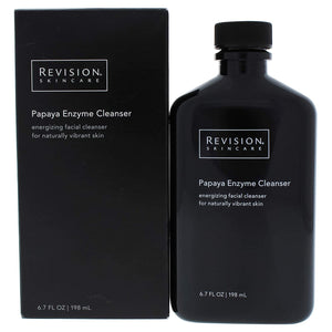 Revision Skincare Papaya Enzyme Cleanser 198ml bottle and box packaging energizing facial exfoliating cleanser