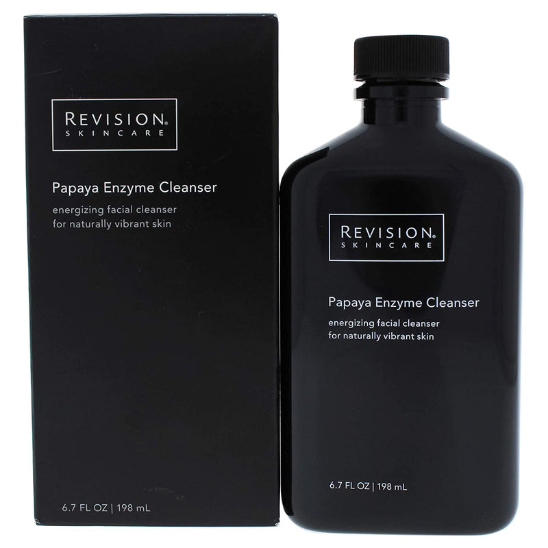 Revision Skincare Papaya Enzyme Cleanser 198ml bottle and box packaging energizing facial exfoliating cleanser