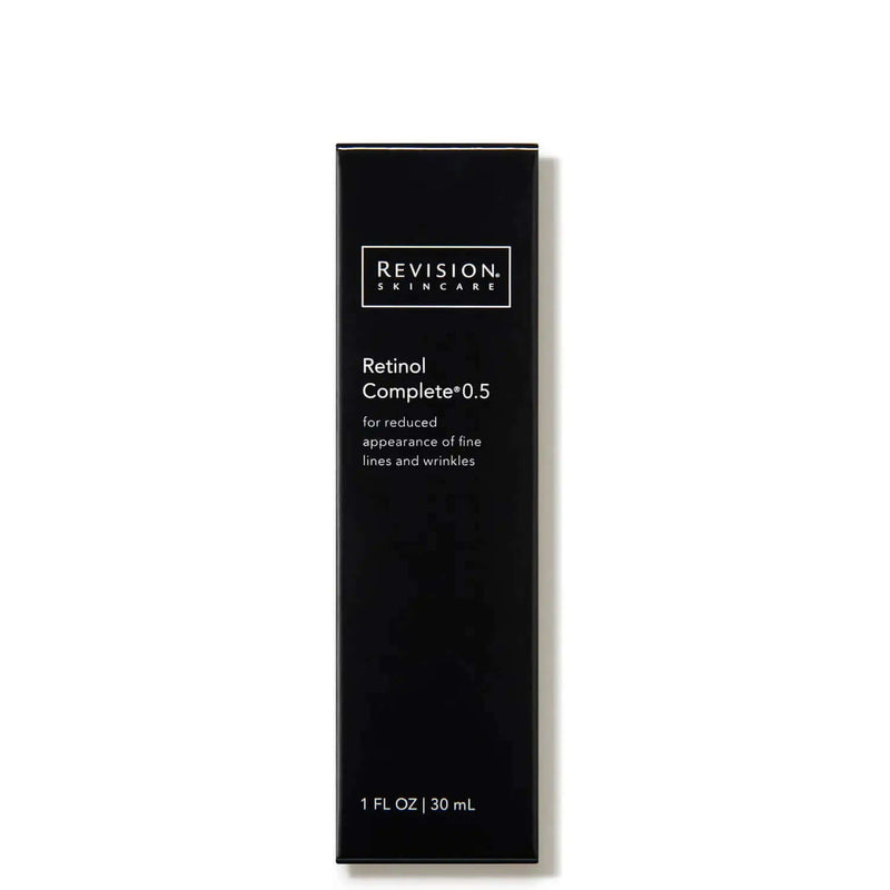 Revision Skincare Retinol Complete 0.5 box packaging for mid-strength retinol serum supporting smoother-looking skin