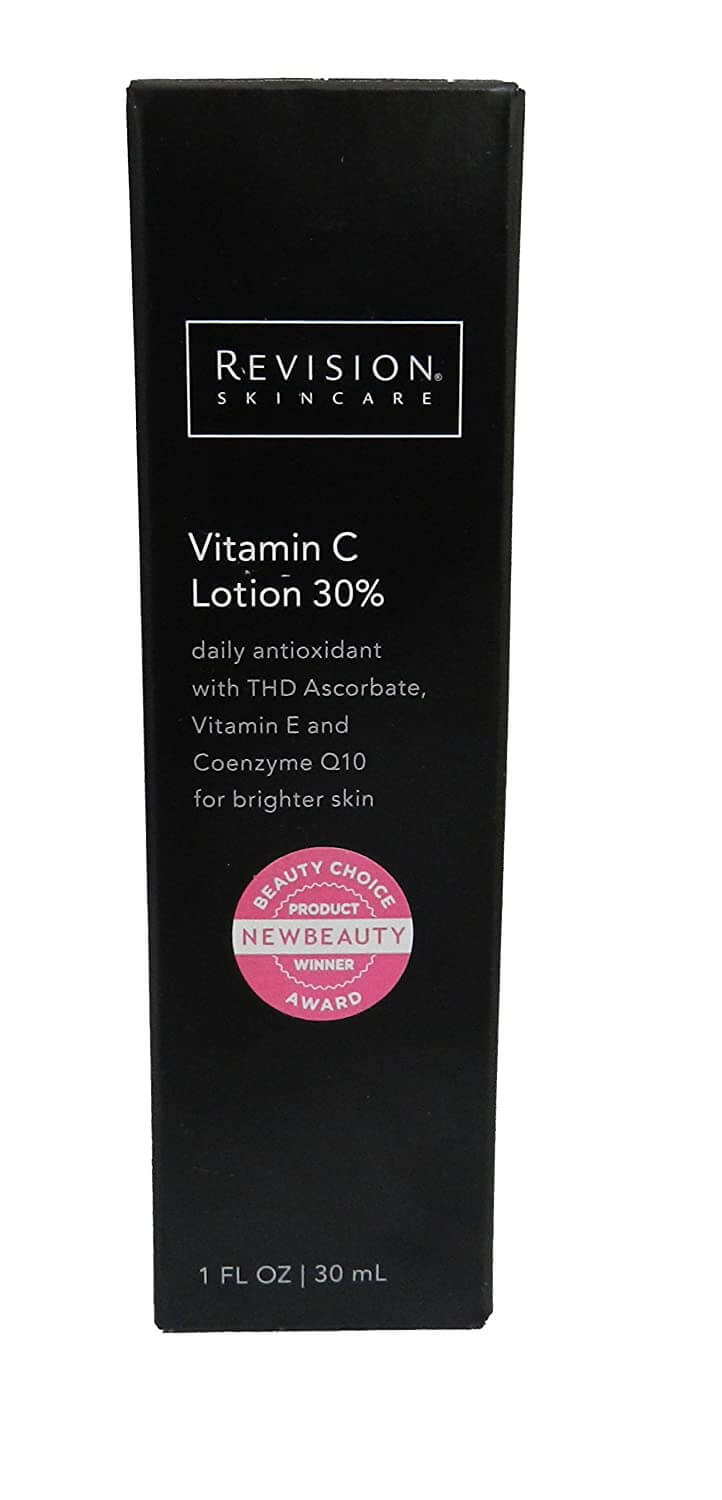 Revision Skincare Vitamin C Lotion 30% product packaging box with THD Ascorbate for brighter firmer radiant-looking skin