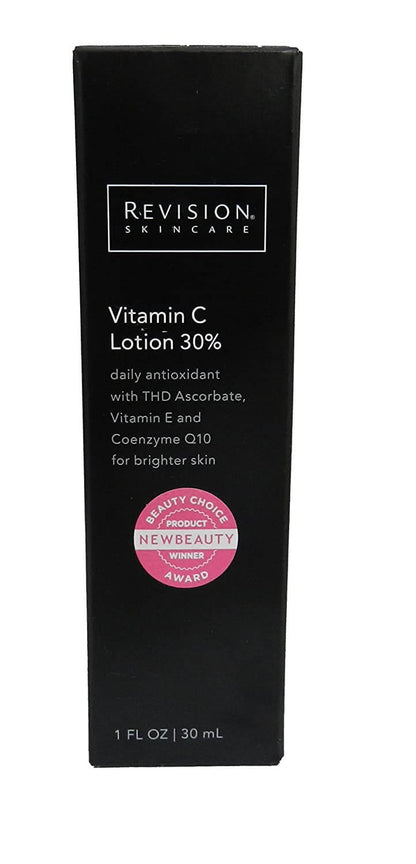 Revision Skincare Vitamin C Lotion 30% product packaging box with THD Ascorbate for brighter firmer radiant-looking skin