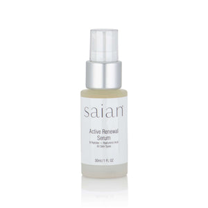 Saian Active Renewal Serum with peptides and hyaluronic acid supports smoother, hydrated skin for all skin types daily.