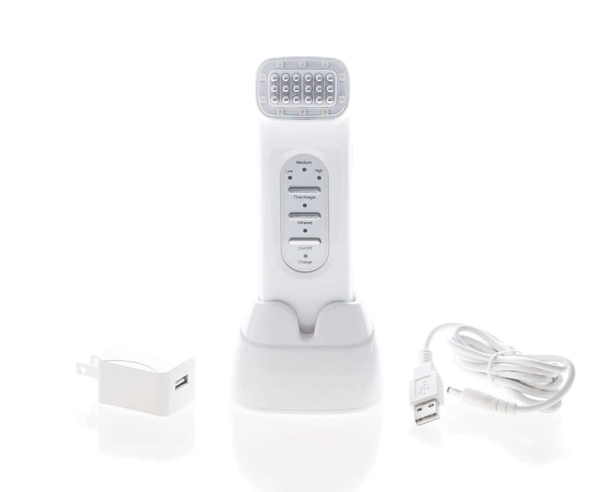 Saian FirmAge Portable RF device with USB cord and adapter supports collagen stimulation for firmer-looking skin care use RF