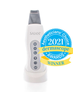 Saian Skin Scrubber Spatula features ultrasonic cleansing and won 2021 Dermascope award for at-home pore care use device kit