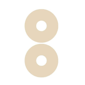 Two beige Silagen areola silicone sheets for breast incision scar care, reusable and skin-safe