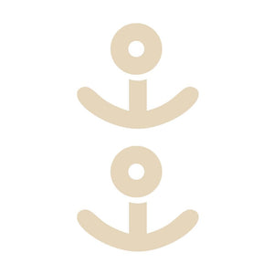 A single beige lollypop-shaped silicone strip from the Silagen breast kit designed for vertical incision scar management