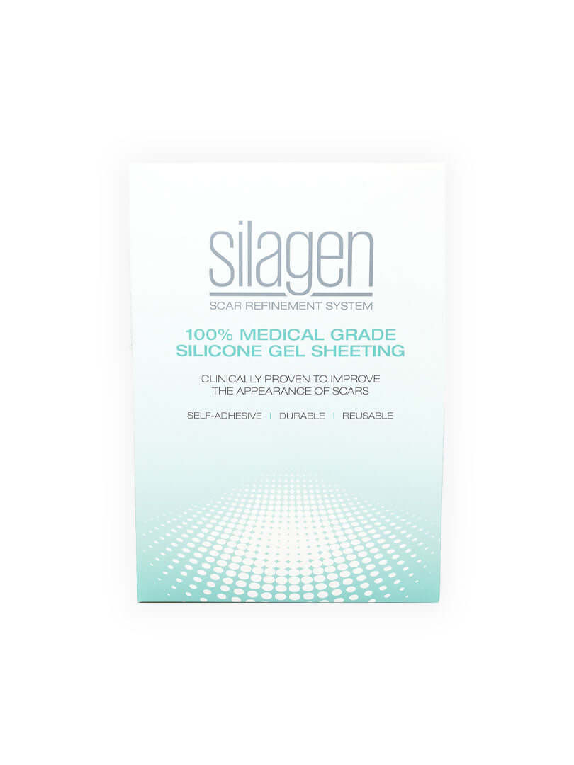 Silagen clear silicone strips packaging showing durable and reusable medical grade silicone for long-term scar reduction