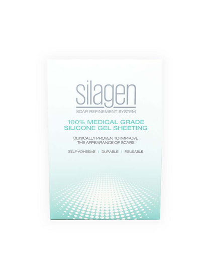 Silagen clear silicone strips packaging showing durable and reusable medical grade silicone for long-term scar reduction