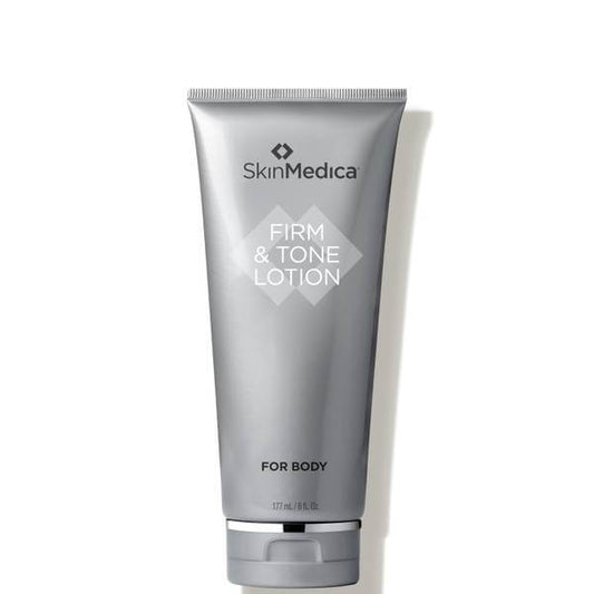 SkinMedica Firm & Tone Lotion tube for body with caffeine, coffee seed oil and peptides to firm and smooth crepey skin today