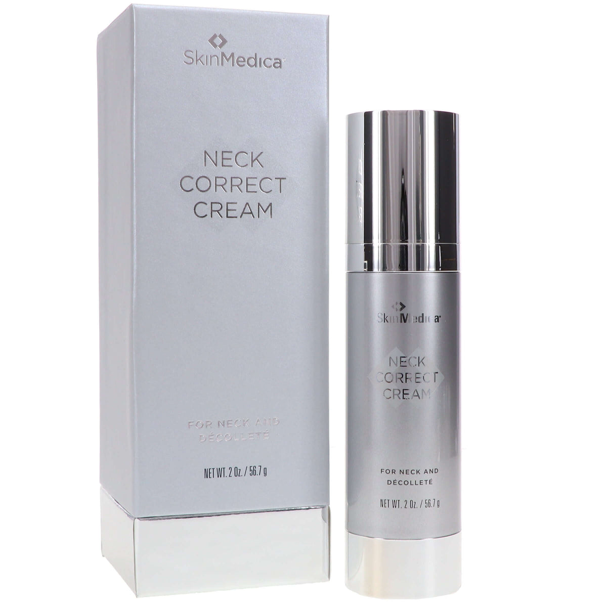 SkinMedica Neck Correct Cream box and bottle with shiitake mushroom, lemon balm and peptides for neck firming care daily use