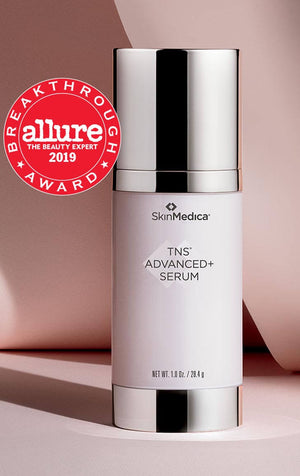 SkinMedica TNS Advanced+ Serum Allure award image for advanced anti-aging skincare and visible wrinkle improvement daily use